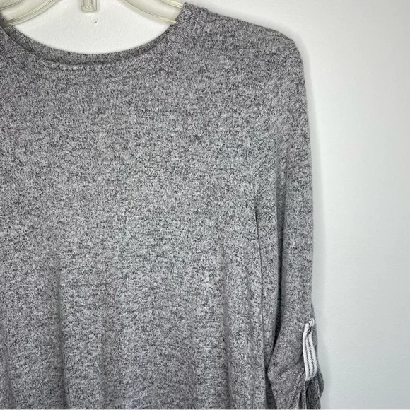 Monteau Preppy Classic Gray Crewneck Roll Tab Layered Sweater Top Blouse - Picture 4 of 8